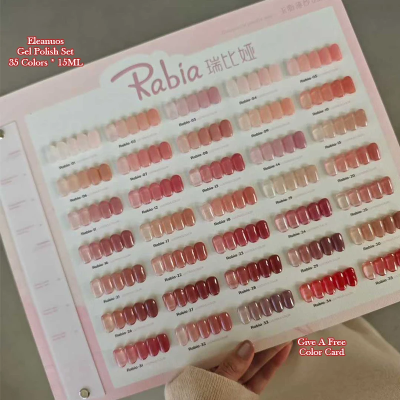 35 Colors Ice Translucent Gel Polish UV LED Soak Off Nail Gel Varnish Nude Pink Red Jelly Sheer Nail Art Manicure Lacquer Set