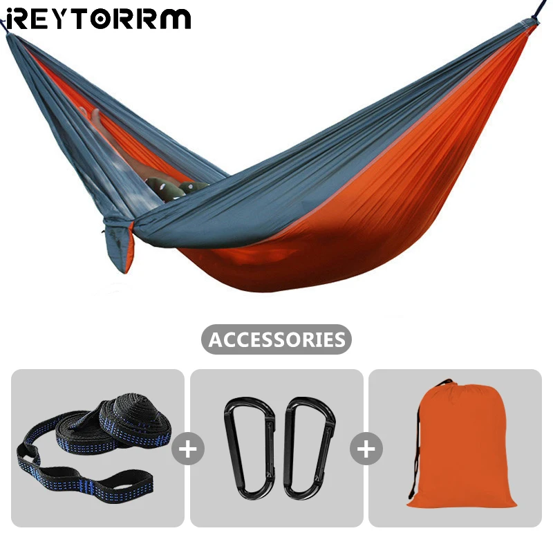 Double Camping Hammock Portable Hammock Ultralight Nylon Parachute Hammocks with 2 Hanging Straps for Travel Backpacking Hiking