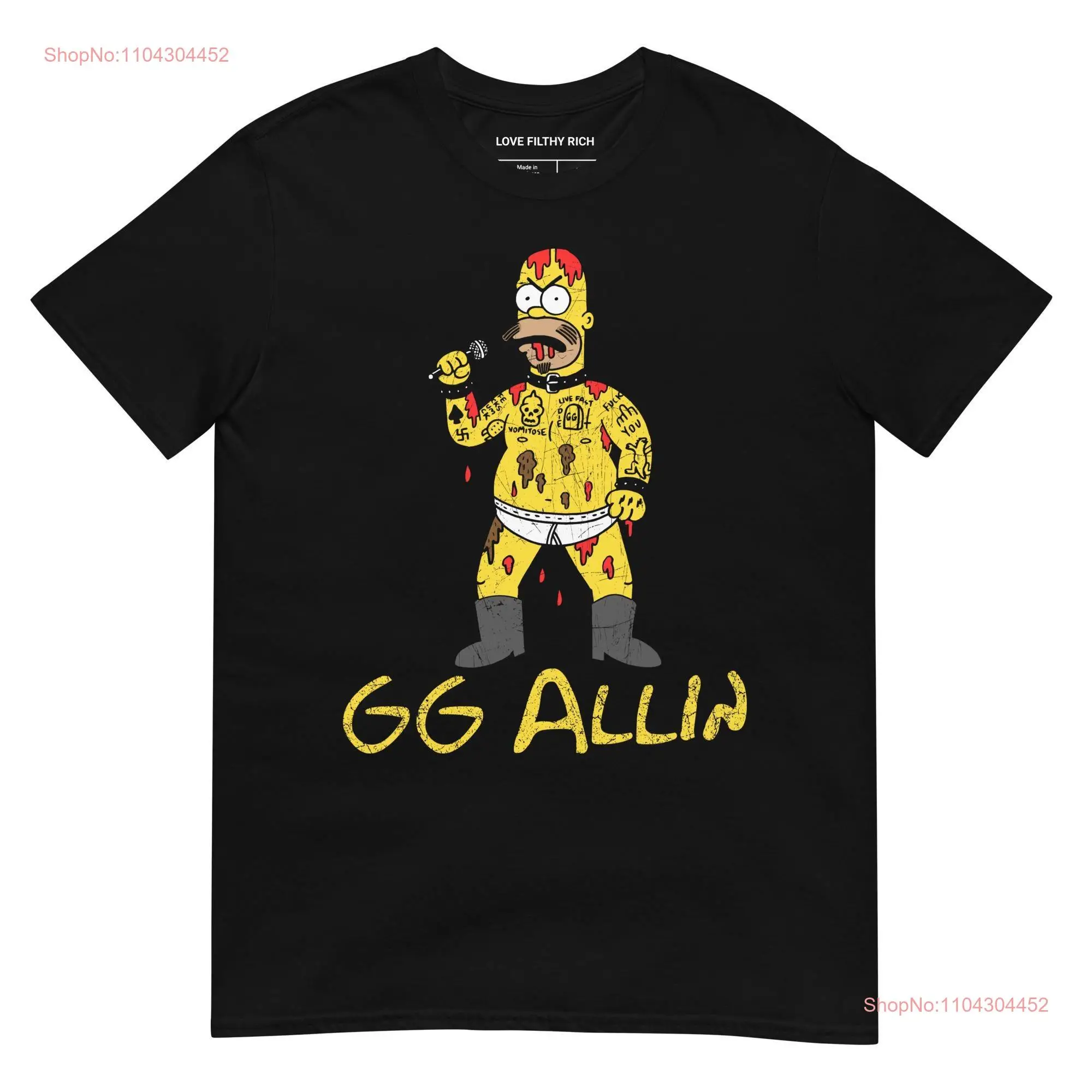 GG Allin T Shirt Unique Punk Rock Idea Edgy Birthday for Fans long or short sleeves