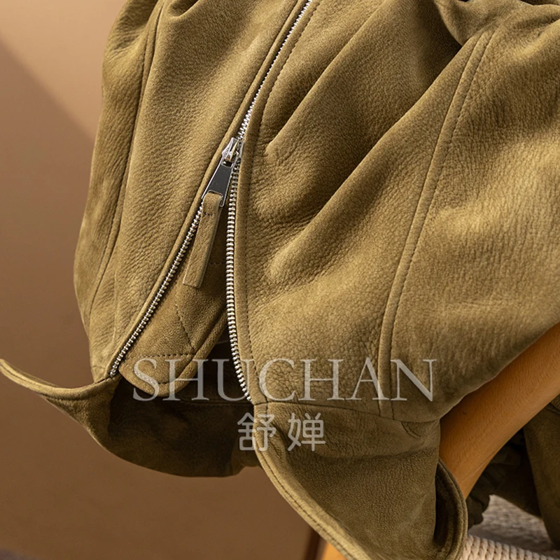 Mode enfant daim aléatoire Penny Step, velours italien daim revers à manches longues veste en cuir veste femme 81C2