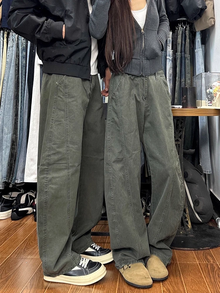 

American Sle Splice Workwear Jeans Men's Straight Leg Autumn Winter High Street Scythe Pants Couple High Street Casual Jeans