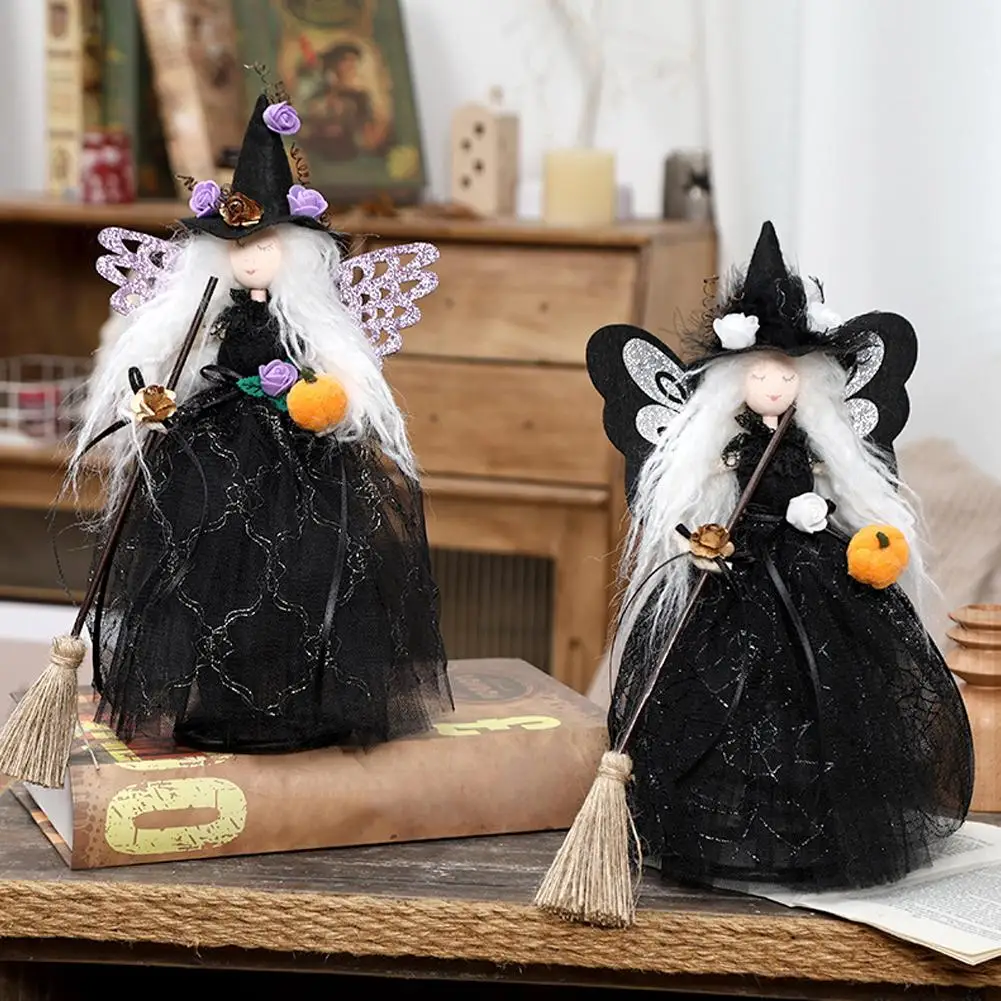 Halloween Cute Mysterious Witch Doll Decorations Handmade Holiday Gift Meaningful Decoration Witch Broom Manufacture Party W4F4