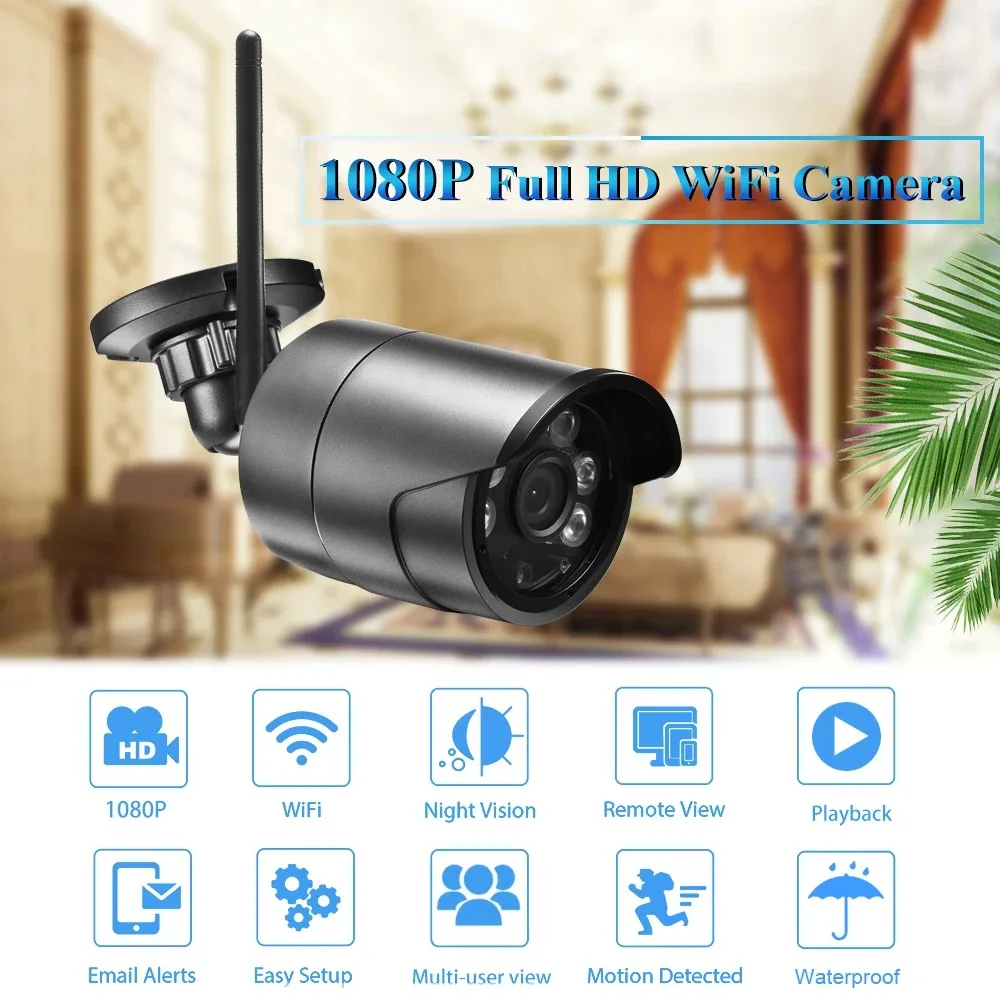 Gadinan 5MP Wireless IP Camera Outdoor 3MP 1080P 2MP Surveillance Security SD Card Camera Audio IR Bullet Outdoor Wifi Camera