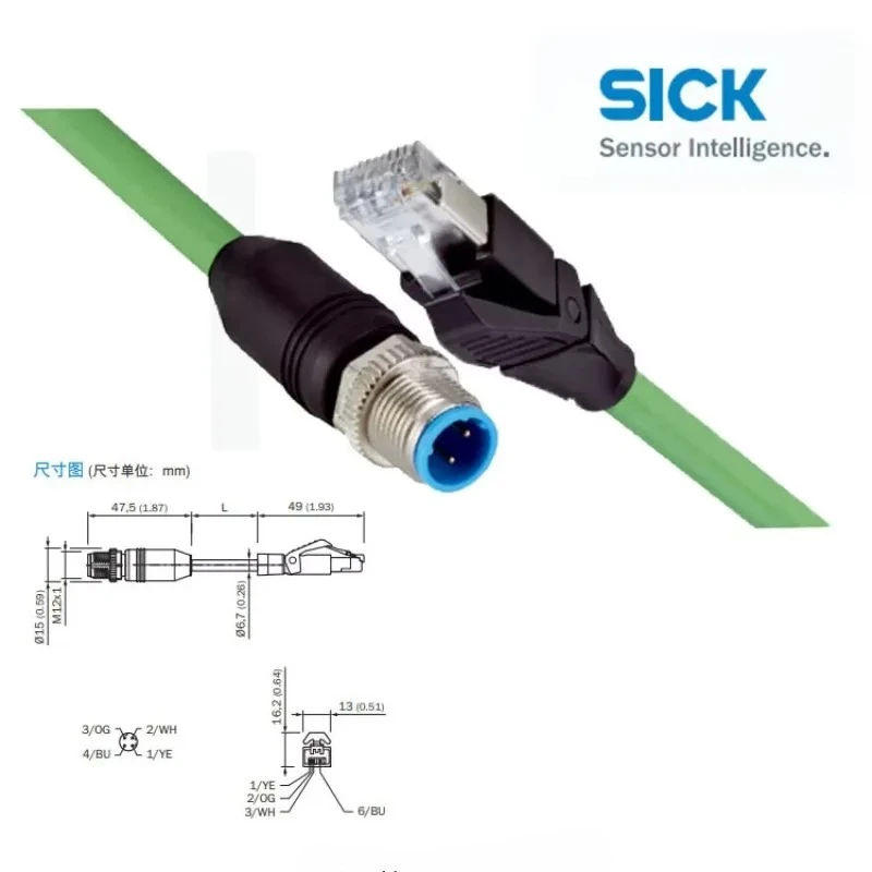 

SICK Plug connectors and cables 2106185 YM2D24-100PN1MRJA4