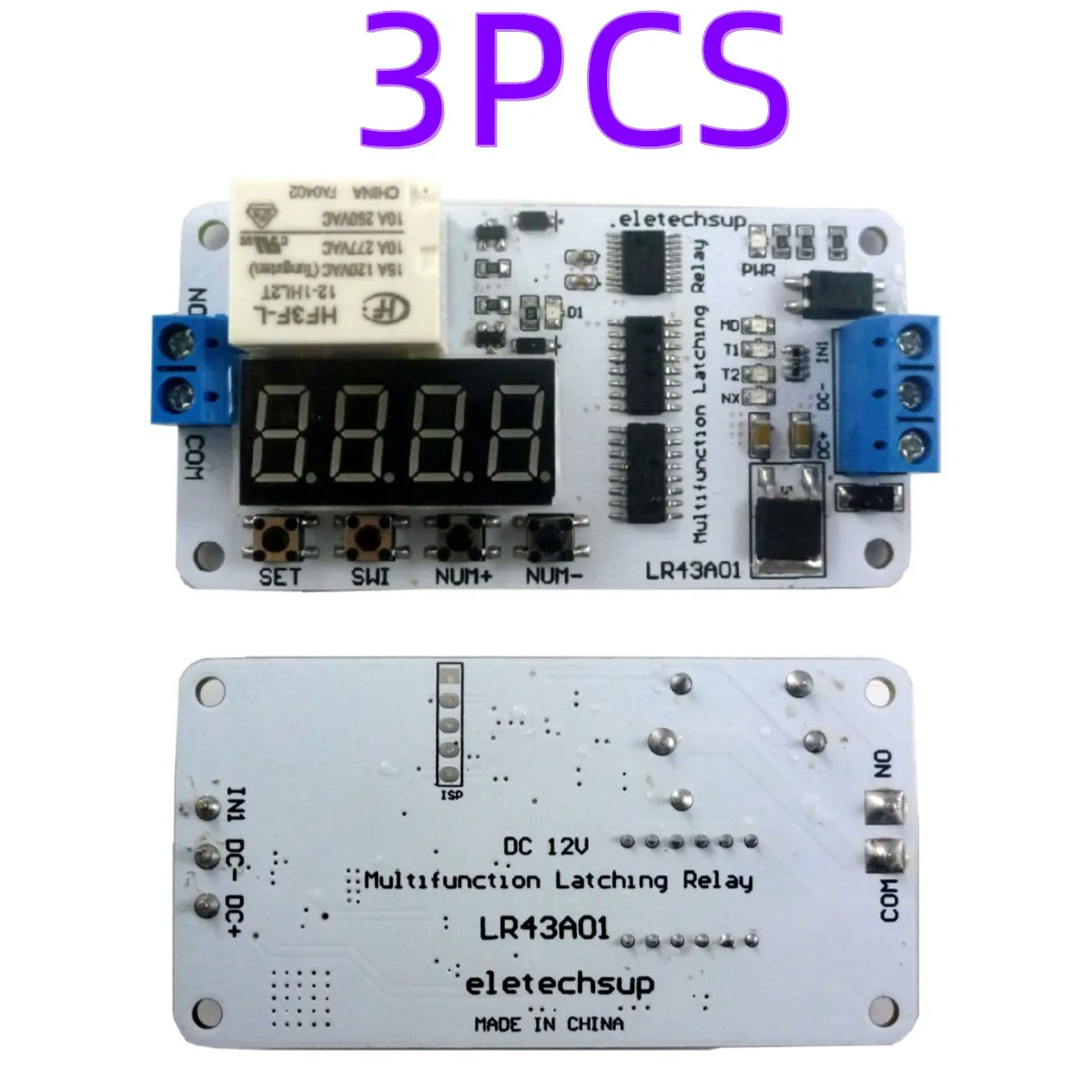 LR43A01 DC 12V 10A Magnetic Latching(keep) Multifunction Energy saving Delay Relay Time Switch Turn on/off PLC Module