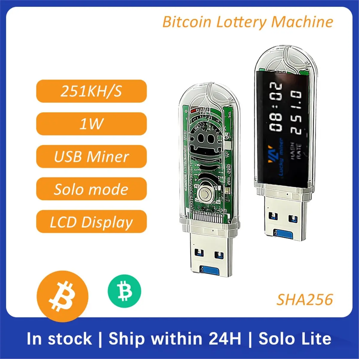 NerdMinerV2 LV03 USB BTC Miner 250KH/S, mini mineur de Bitcoin amélioré, mineur de crypto-monnaies ASIC, mineur silencieux, DT89 HOT