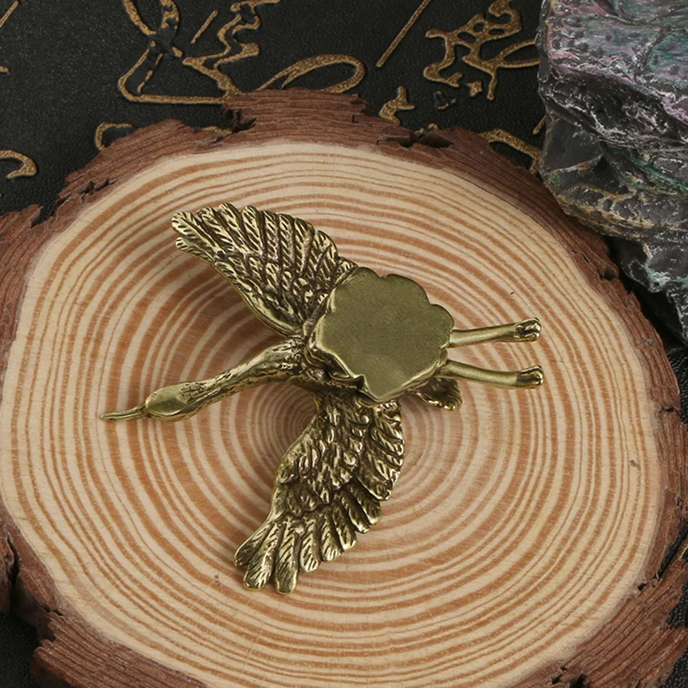 

Vintage Miniature Brass Crane Decoration Metal Orchid Bird Ornament for Desktop Office Home Relaxing Atmosphere