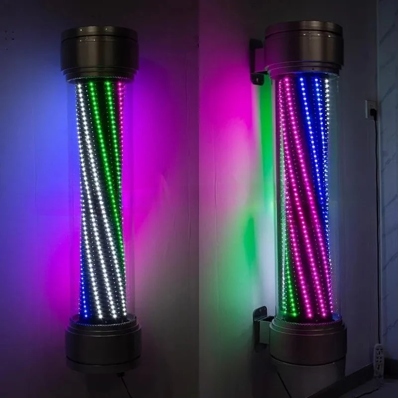Rotating LED Barber Shop Light Box Waterproof Outdoor Hanging Sign Motorized Hair Door Logo Display Advertising Lamp