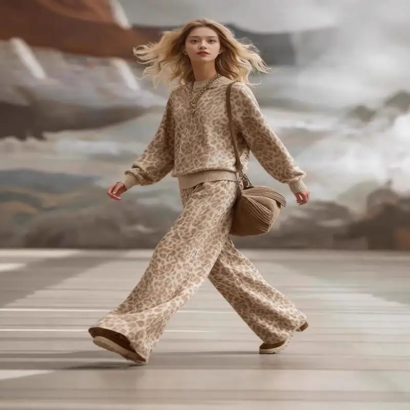 2-Piece Set Student Cartoon Casual Women S Clothing 2025 Autumn Winter Long Sleeve Slim Fit Sweatshirt and Retro Casual Pants