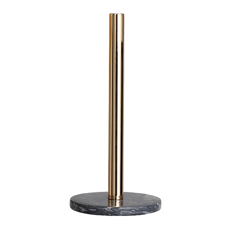 

Gold Paper Stand with Marble Base Vertical Paper Towel Rack Modern Paper Towel Holder Roll Toilet Countertop Kitchen B