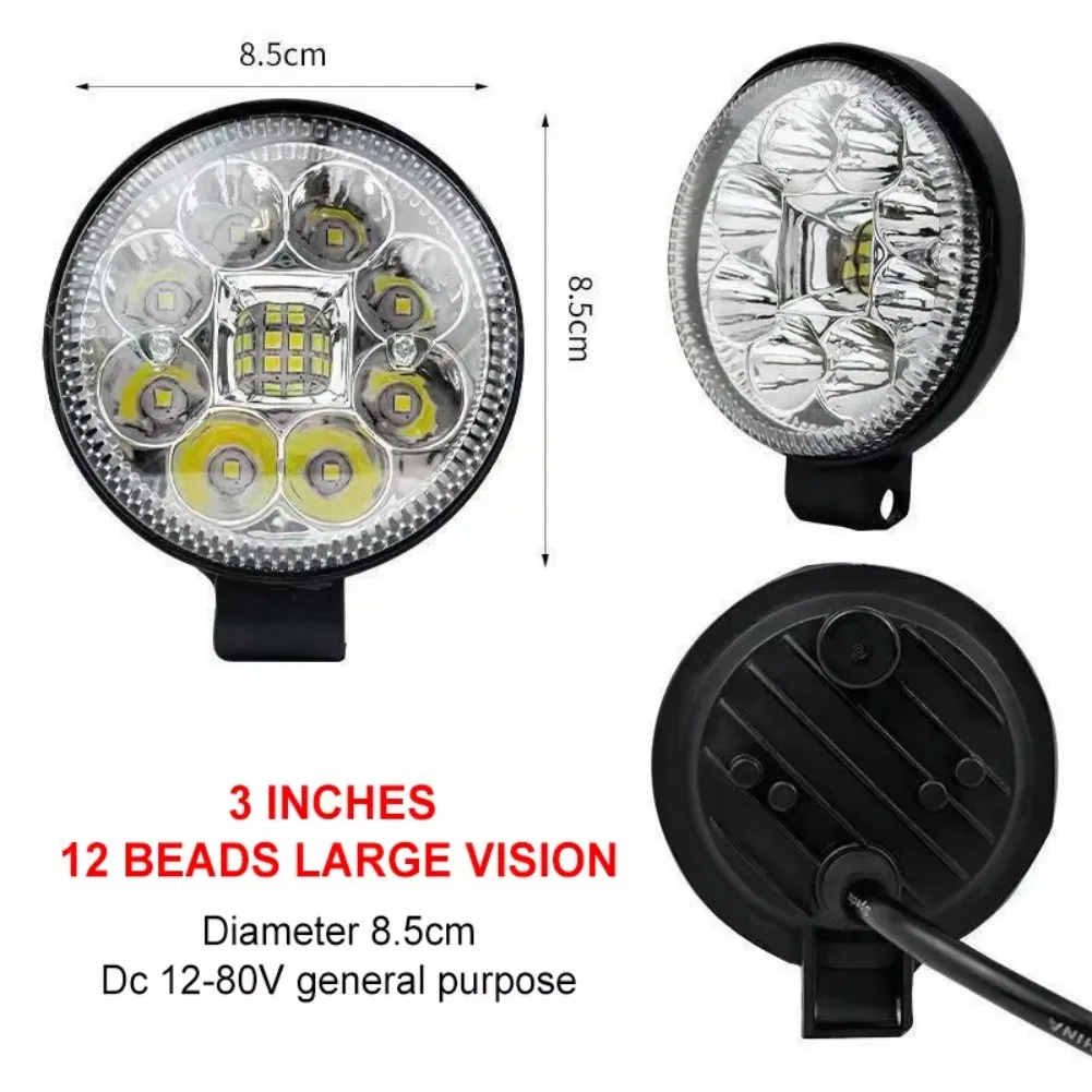 Motorcycle LED Spotlights for Front Turn Signal Electric Lights DC 12V 80V Waterproof with 12 LEDs Providing Clear