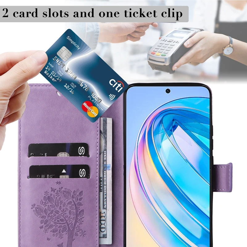 Wallet Flip Leather Tree Embossing Case For Huawei P40 P30 Lite P20 Pro Honor X9 X8 X7 X7a X8a X9a Magic5 Lite 50 Lite 10 Lite