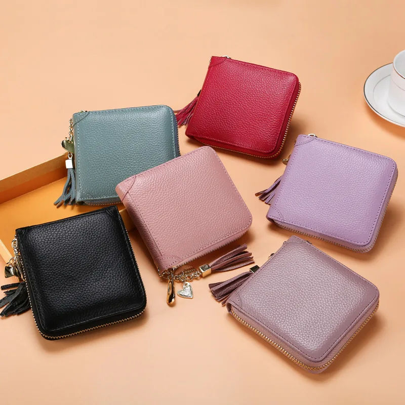 Genuine leather Card Holder Wallet Large Capacity Women Men Credit Business Card Bag Change Organizer Zipper Coin Purse