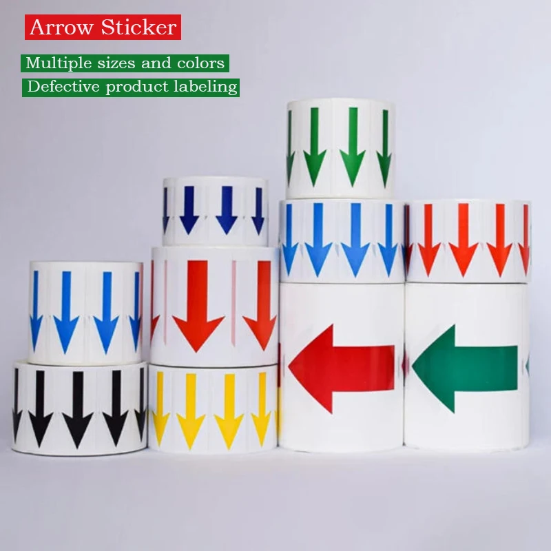1Roll Red Arrow Adhesive Stickers Directional Marking Labels Self-Adhesive Red Arrow Head Tags for Easy Identification