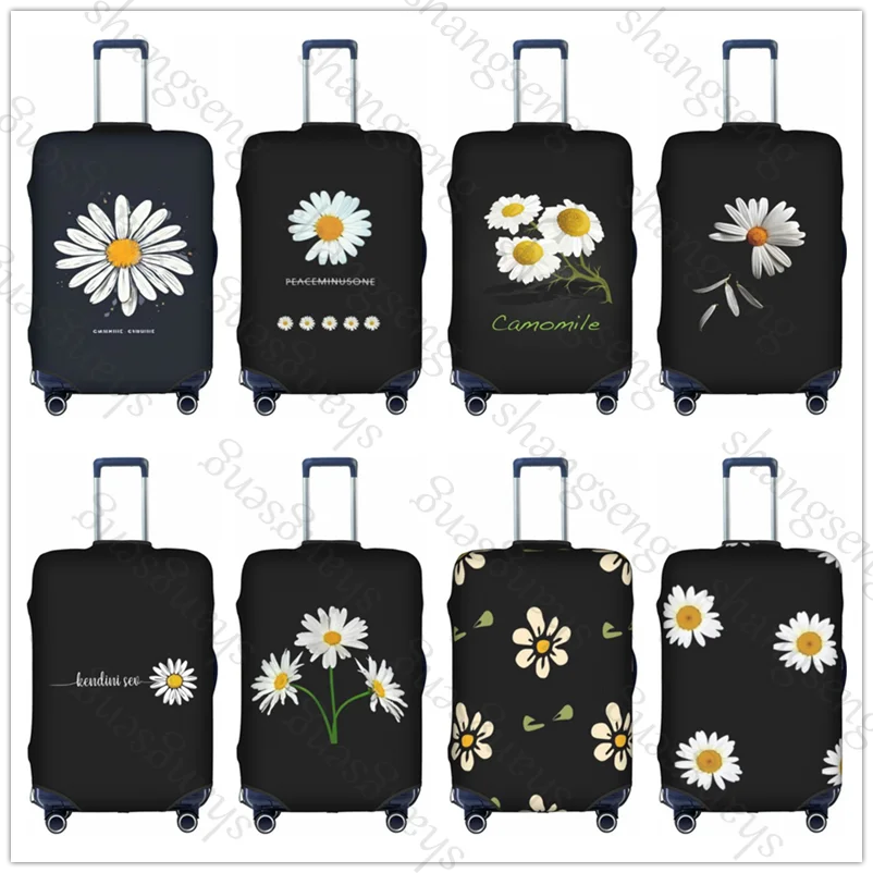 Daisy flowers Chamomile Travel suitcase protective case, suitcase cover elastic protection, washable Luggage cover, 18-32 in