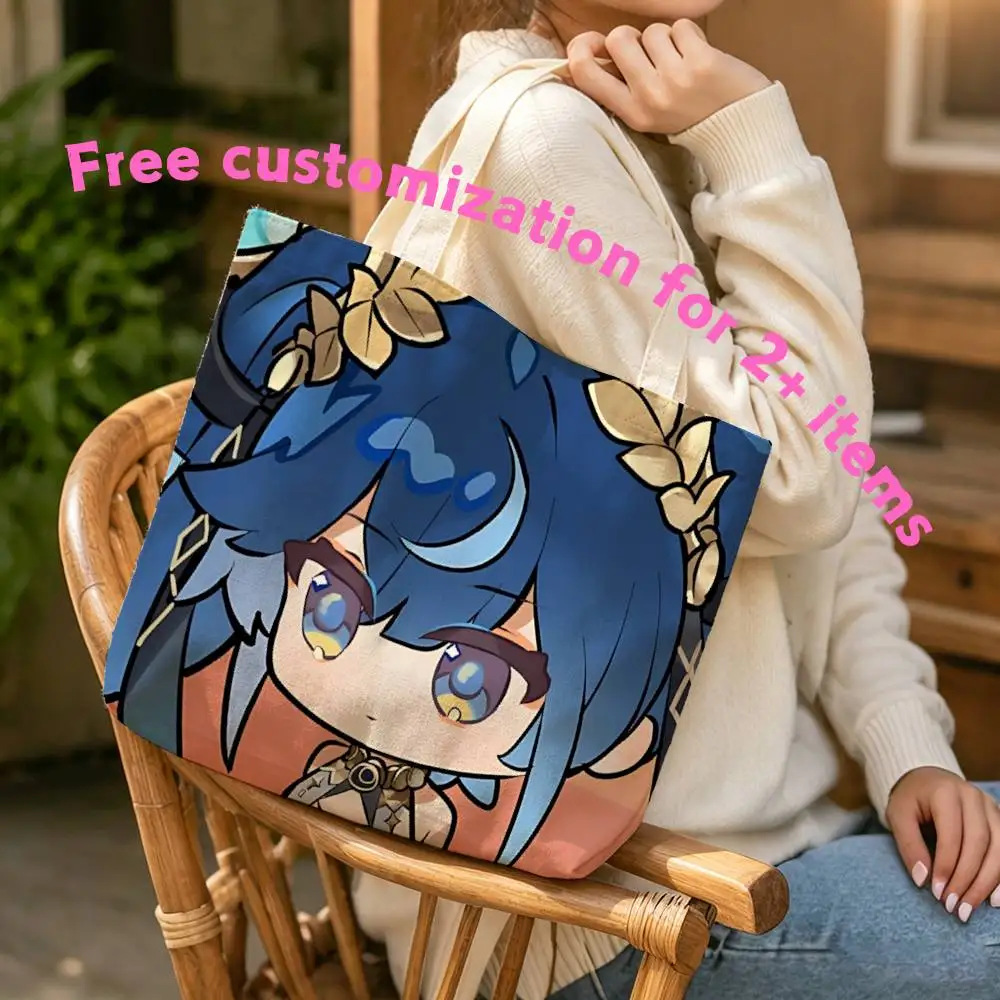Moon Priestess L-Luno Game WuWa Waterproof Lined Canvas bags suitable for going to class, shopping, gifts, and commuting
