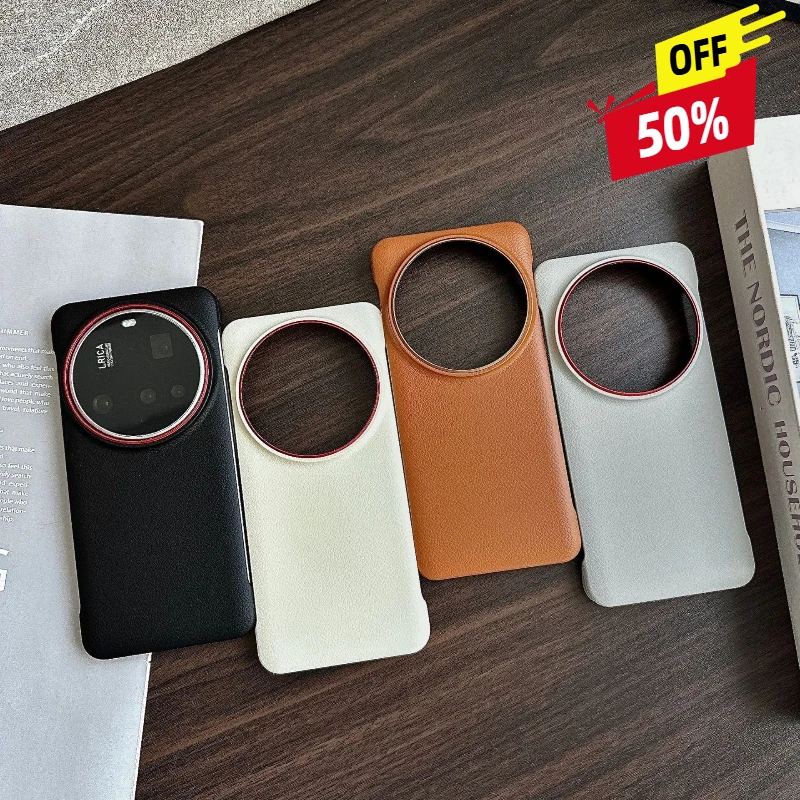 

For Xiaomi 15 Ultra 15 14 Pro Pure Imitation Frameless Magnetic Suction Leather Pattern Anti Drop Hard Shell Protective Cover
