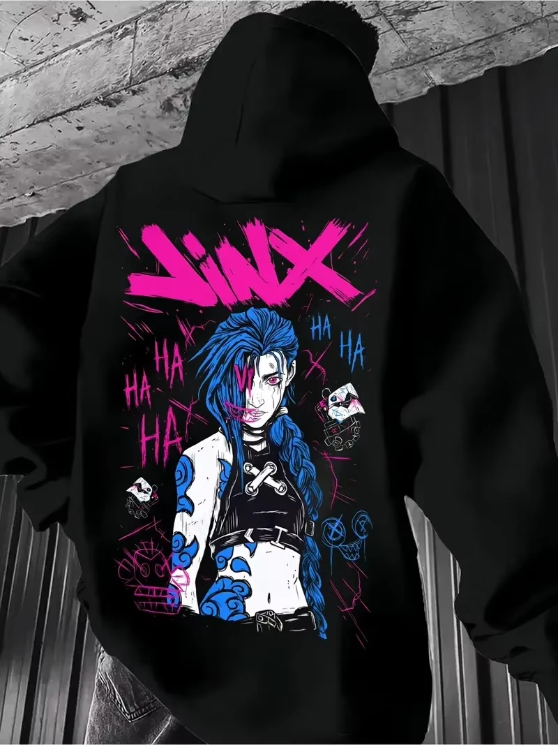 Anime Hoodie 3d Game Arcane League Jinx Print Graphic Hoodie Men Women Fashion Oversized Hoodies Sweatshirt Boy Coat JacketS NEW