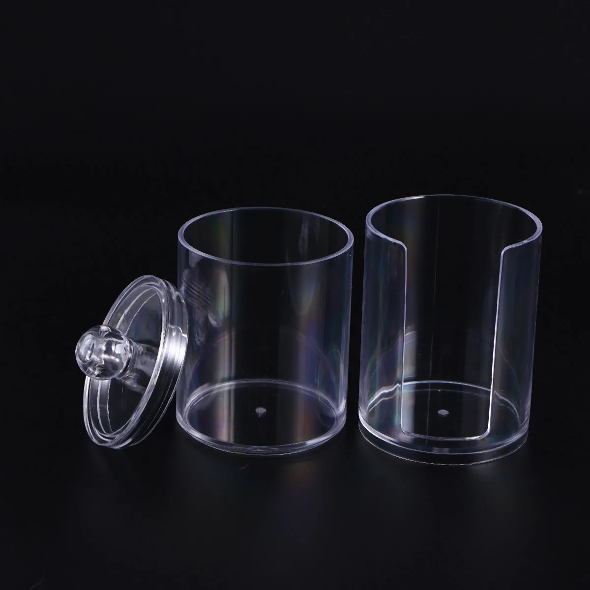 

Round Plastic Container with Lid Cotton Swab Organizer for Makeup Cotton Pads Lipstick Pens Storage Box Desktop Organizer