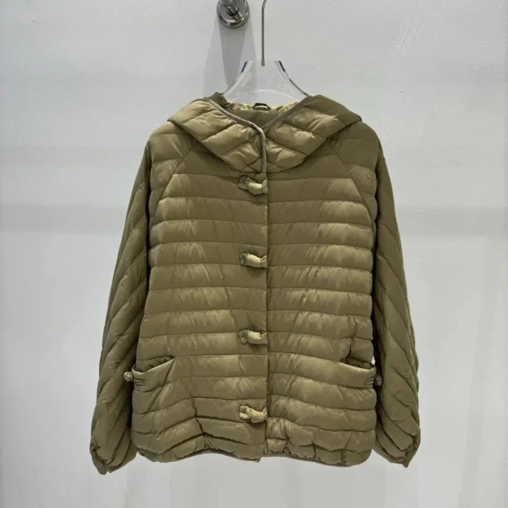 Licht witte eend donsjack Warme herfst winter Mode Casual losse overmaat Dames Hoge kwaliteit 2025, uitloper met capuchonjas