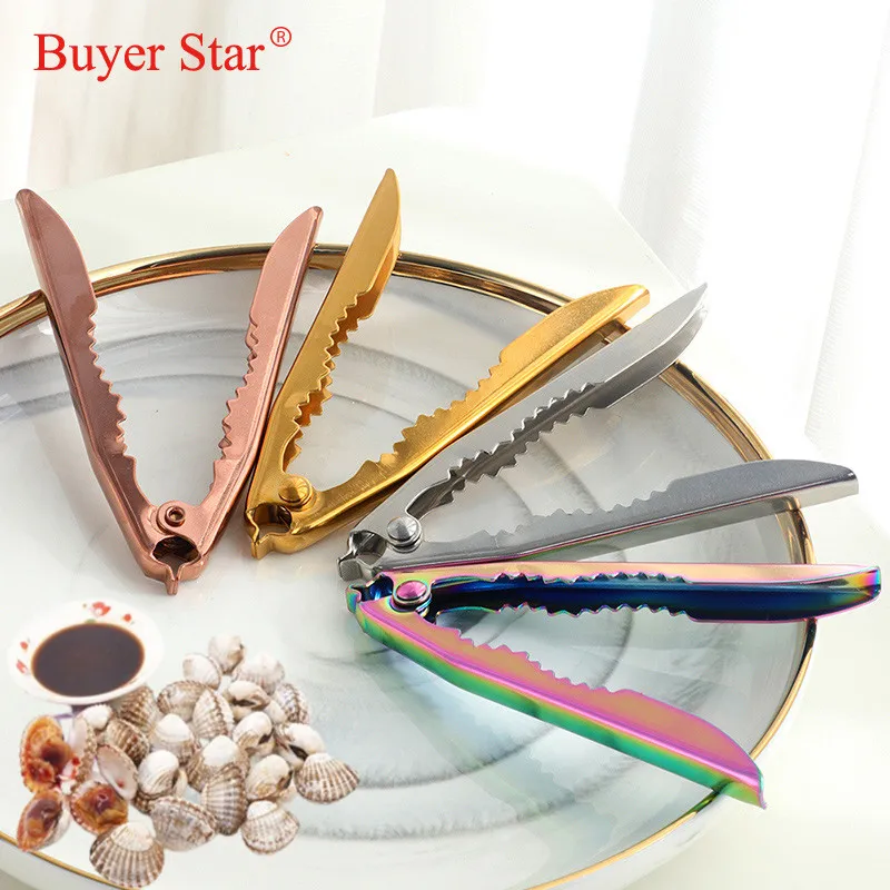 1PC Stainless Steel Clam Shell Opener Multifunctional Seafood Clamp Open Tools Snow Clams Opening Clip Kitchen Gadgets