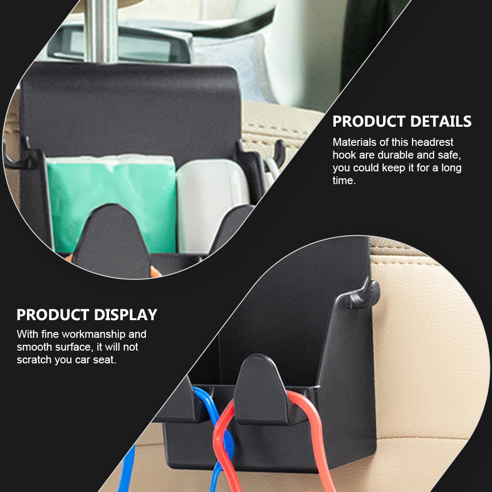 

Multi functional Car Hanger ABS Durable Safe Black Back Seat Hooks Headrest Hangers Storage Compact Portable Car ganization