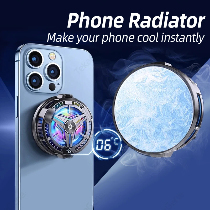 Mobile Phone Magnetic Cooling Fan Case Radiator Portable For iPhone 15 Pro Max Xiaomi Huawei Semiconductor Back-clip Game Cooler