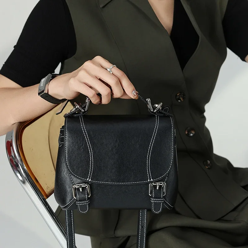 Fashion Women Cowhide Genuine Leather Crossbody Bag Lightweight Shoulder Bag Luxury Designer Daily Messenger Bag For Ladies
