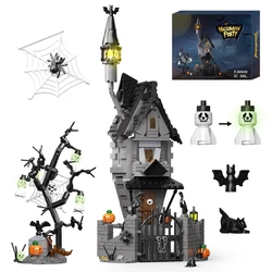 MOC Halloween Nightmare House Building Block Set Horror Ghost Pumpkin Spider With Lights Toys Children Birthday Christmas Gifts