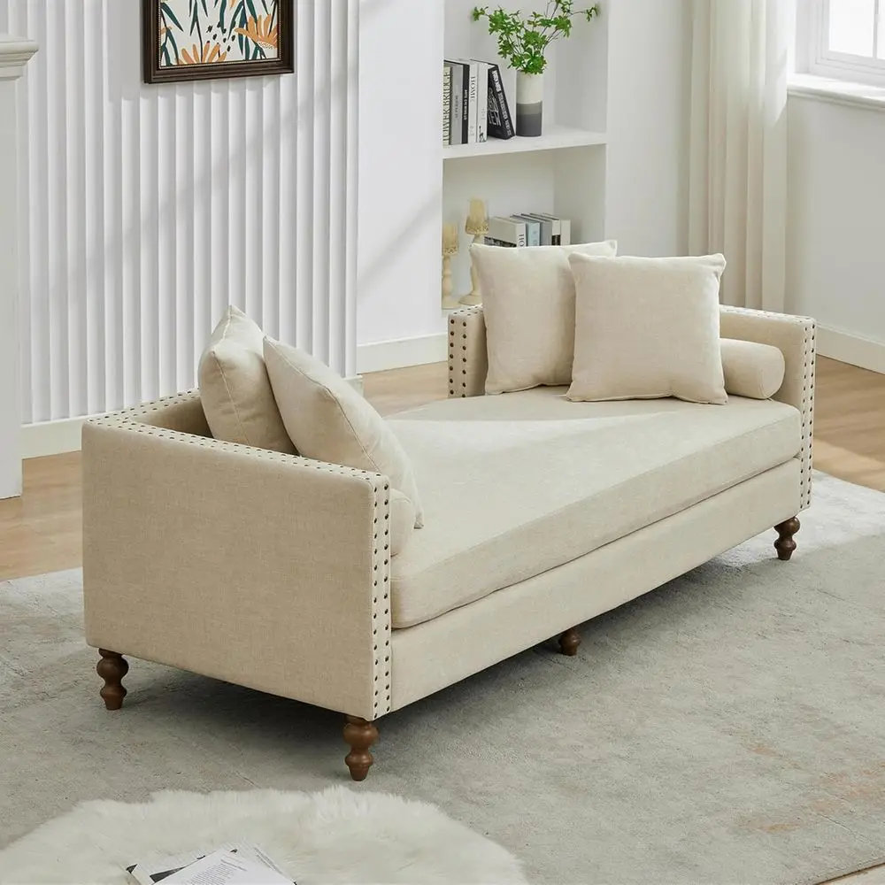 

Двусторонний диван-шезлонг для дома, большая скамья-оттоманка из синели с открытой спинкой для гостиной и спальни, современная обивка