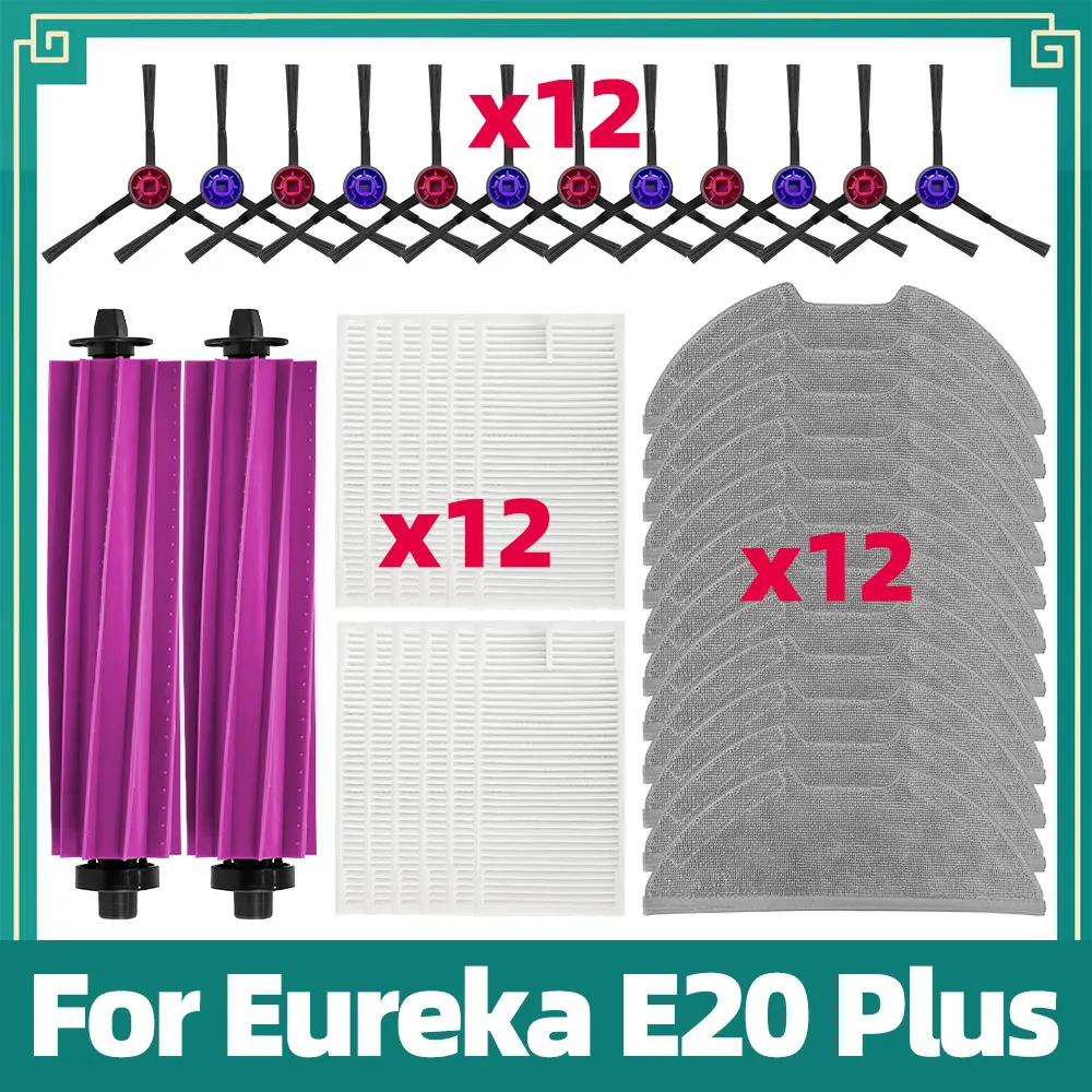 Compatibile con Eureka E20 Plus, Parti di Ricambio per Aspirapolvere: Spazzola Principale e Laterale, Filtro HEPA, Panno per Mop, Accessori