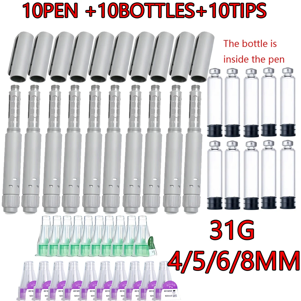 10pcs-disposable-sterile-insulin-injection-pens-rotary-push-adjustable-dosage-60u-magic-beauty-injection-pen-white