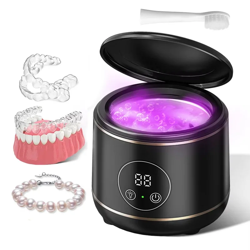 B58B-Uv Ultrasonic Holder Cleaner Ultrasonic Uv Denture Cleaner Black Uv Denture Cleaner US Plug
