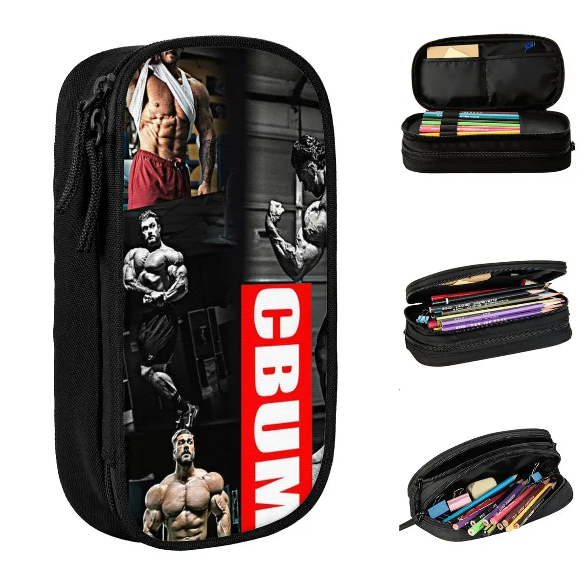 Fun Chris Bumstead Pencil Case Gym Motivation Pencil Pouch Pen Box for Girl Boy Big Capacity Bag Office Zipper Stationery