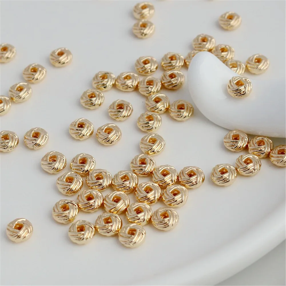 

50pcs 14K Gold Wrapped Color Fried Dough Spacer, Loose Beads, DIY Bracelet, Abacus Beads, 3x6mm