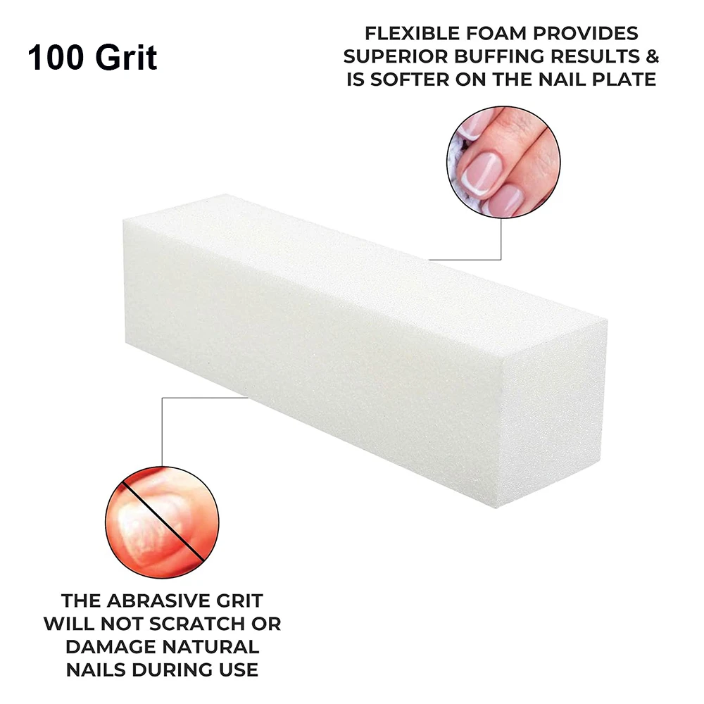 50 個プロフェッショナルネイルファイルバフブロックホワイトスポンジ 100 グリット四面マニキュア製品ペディキュアネイルファイルとバッファセット