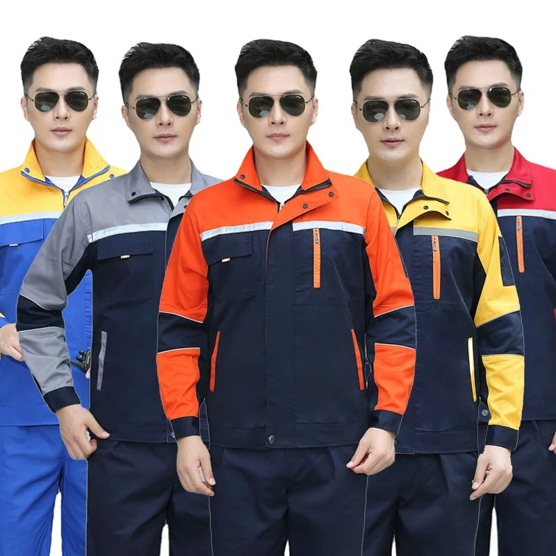 Long Sleeve Work Uniform Set Autumn Summer Cotton Polyester Blend Engineering Maintenance Repair Clothing