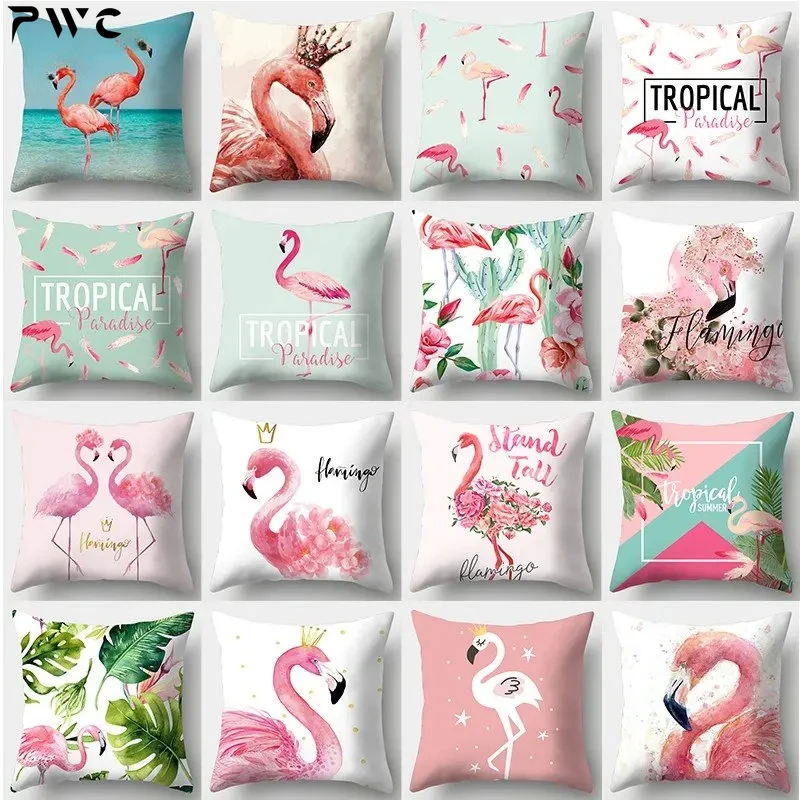 

Tropical Flamingo Pillowcase 45cmX45cm Square Sofa Pillow Cover Creative Flamingo Cushion cover