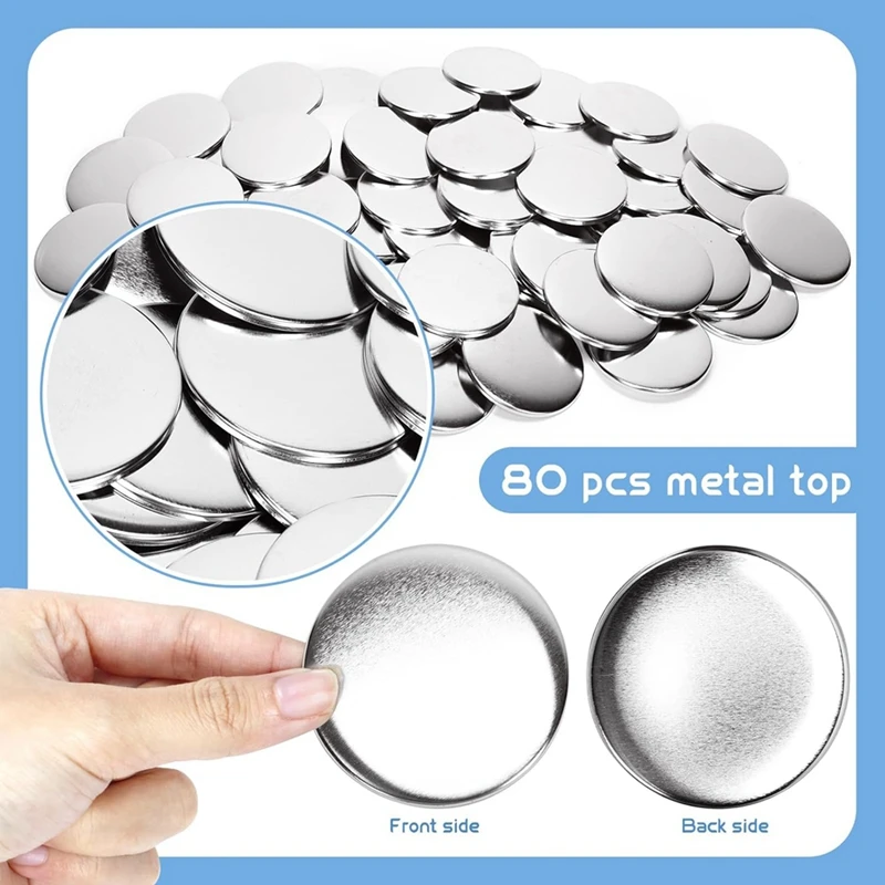 80 Sets 58Mm/2.25Inch Metal Button Parts Replacement Supplies For Button Machine Round Pin Maker, Badge Blank Button Pins Bulk