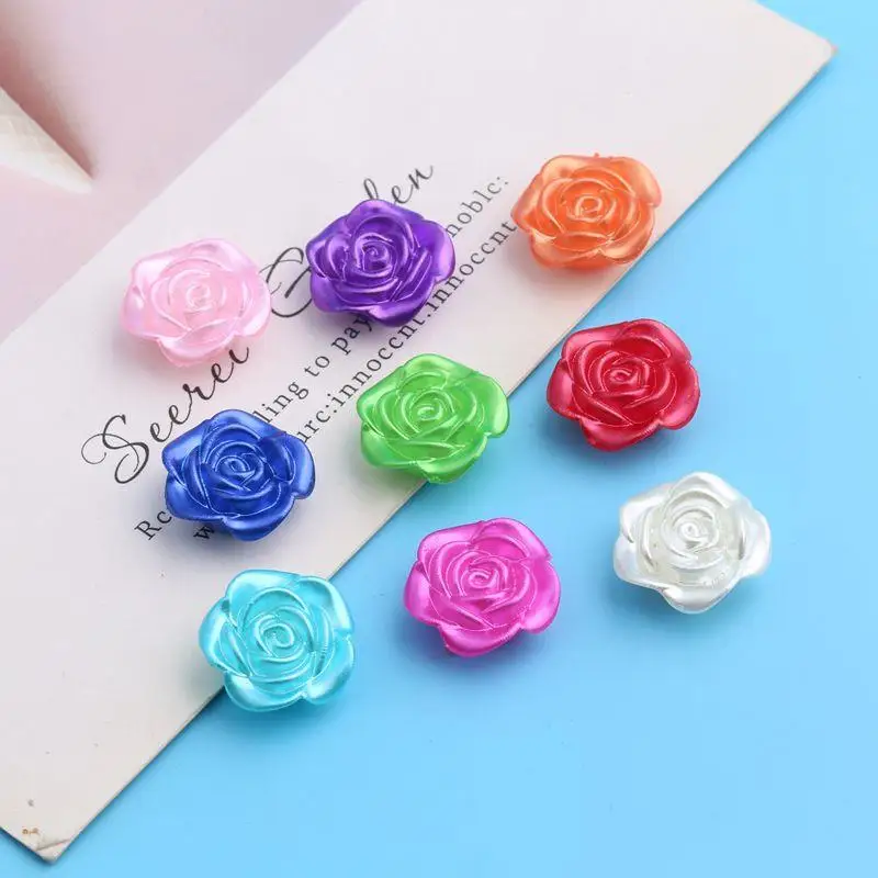 Wholesale 19mm 450pcs Colorful Acrylic Rose Pearl Flower Beads Fit Ornament Accessories Girls Necklace Earring Bracelet Beading