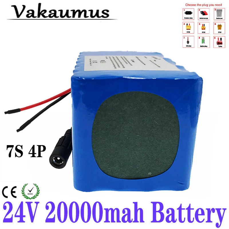 24V 18650 battery pack, suitable for 350W, 250W electric vehicle massagers, 25.2V and 20Ah lithium-ion rechargeable batteries