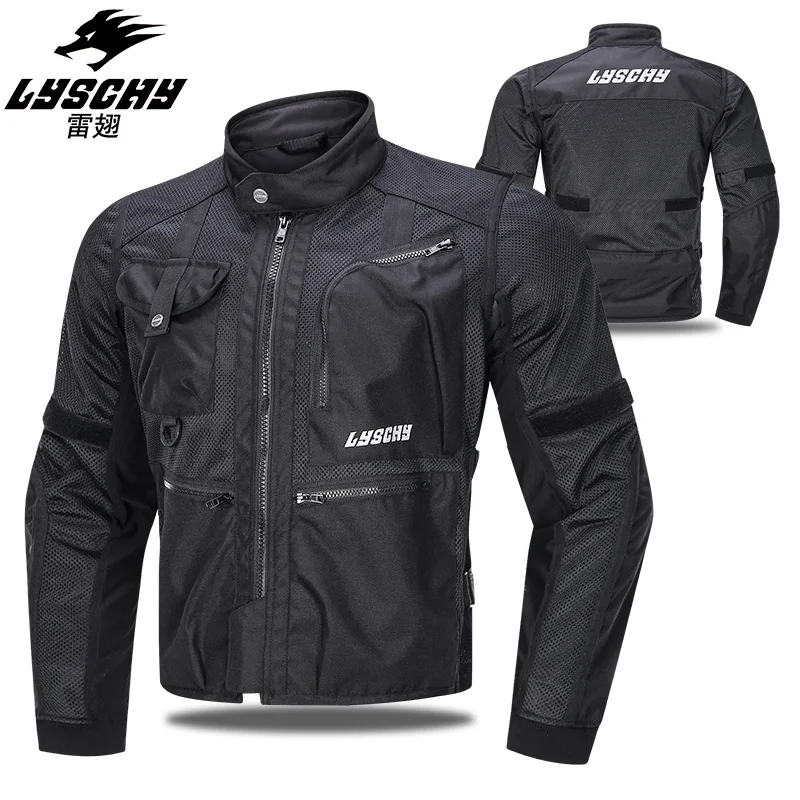 LYSCHY Motorcycle Summer Mesh Breathable Riding Suit Men's Anti-fall Racing Reflective Jacket Motorcycle Jacket