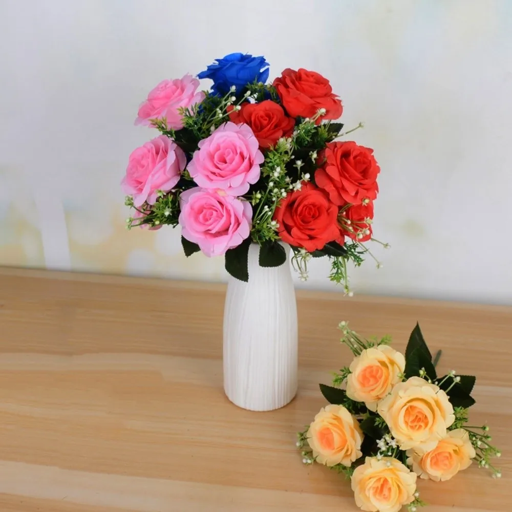 

5 Heads Real Happy Flower Mini 7 Colors Valentine's Day Flowers Photography Photo Gift Crystal Grass Bouquet Home Decorative