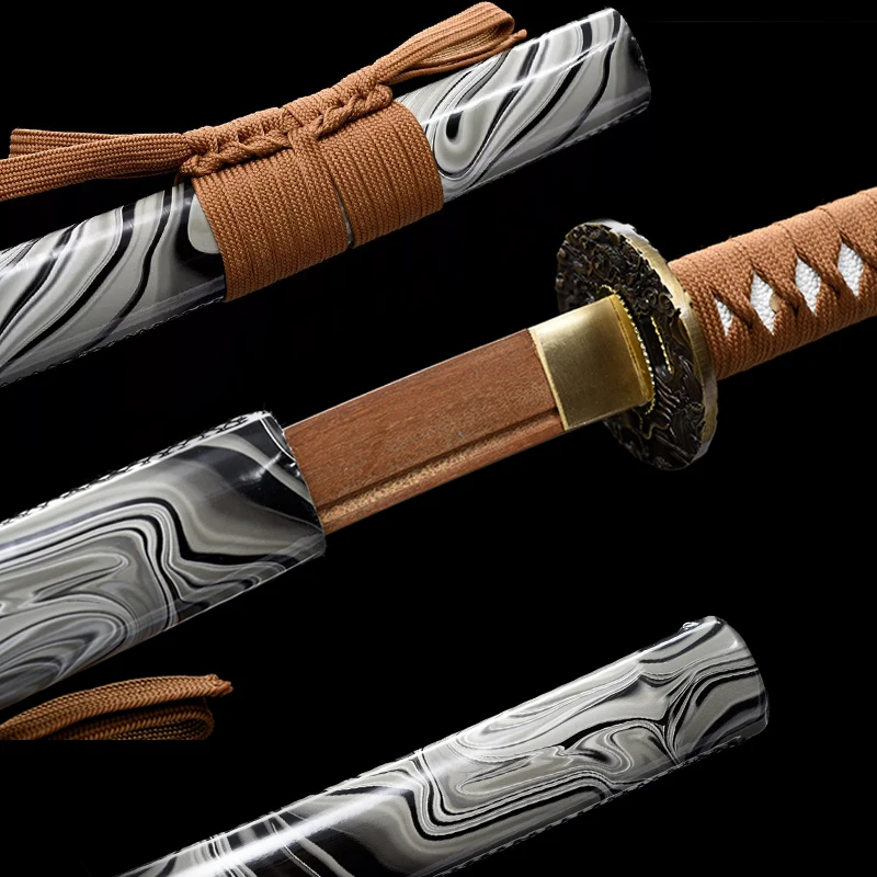 Personal Custom Home Decor Sword, Japanese Iaito Training Sword, Wooden Sword Katana, Color Saya, Tiki Type AA, Metal Tsuba