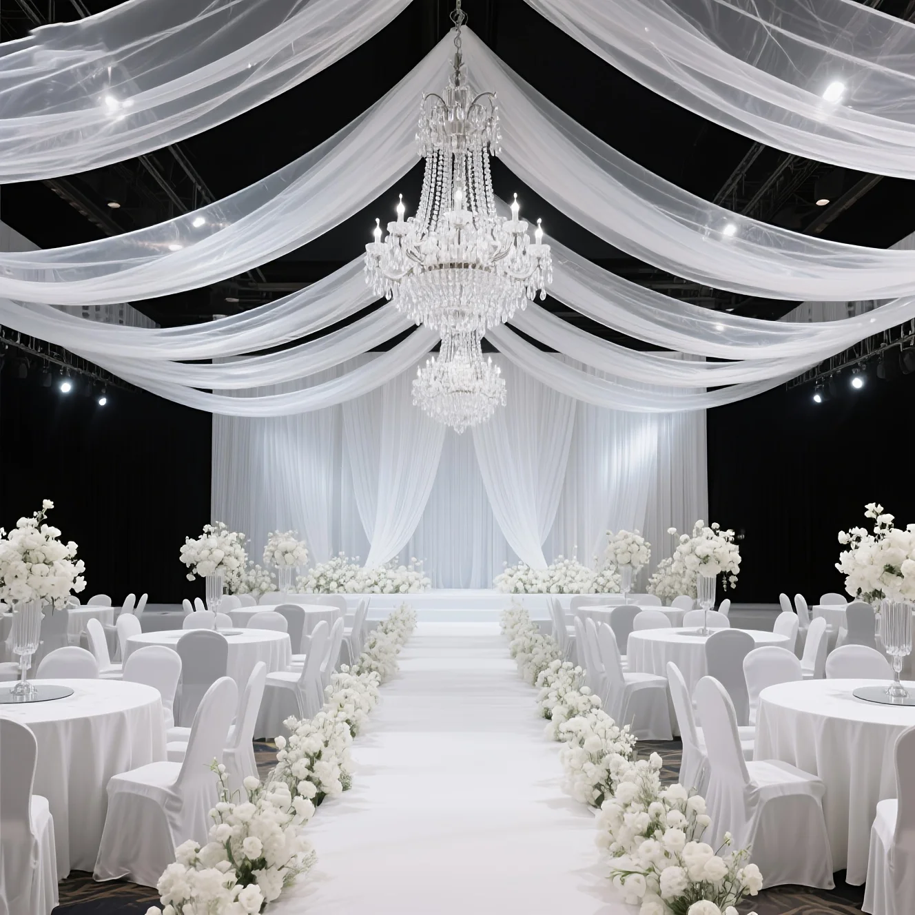 Rideaux de toile de fond en tulle pour mariage, guirlandes lumineuses, voile blanc en maille, décoration extérieure pour la maison, pour fête d'anniversaire, fournitures de photographie