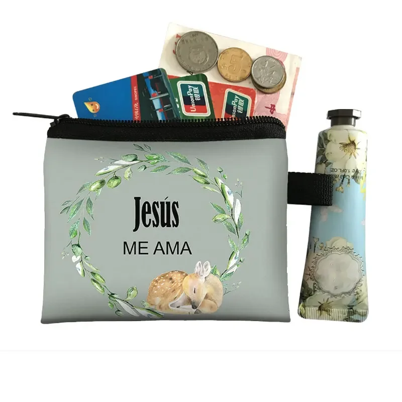 Bible Verse in Spanish Wallet Women Coin Purse Christian Gift Con Dios Todo Es Posible Money Bag Dios Es Amor Small Purses