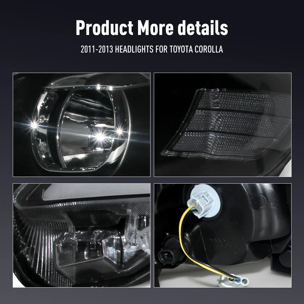Coppia di fari per auto a LED per Toyota Corolla 2011-2013 Lampada frontale anteriore DRL Indicatori di direzione Fari Plug and Play