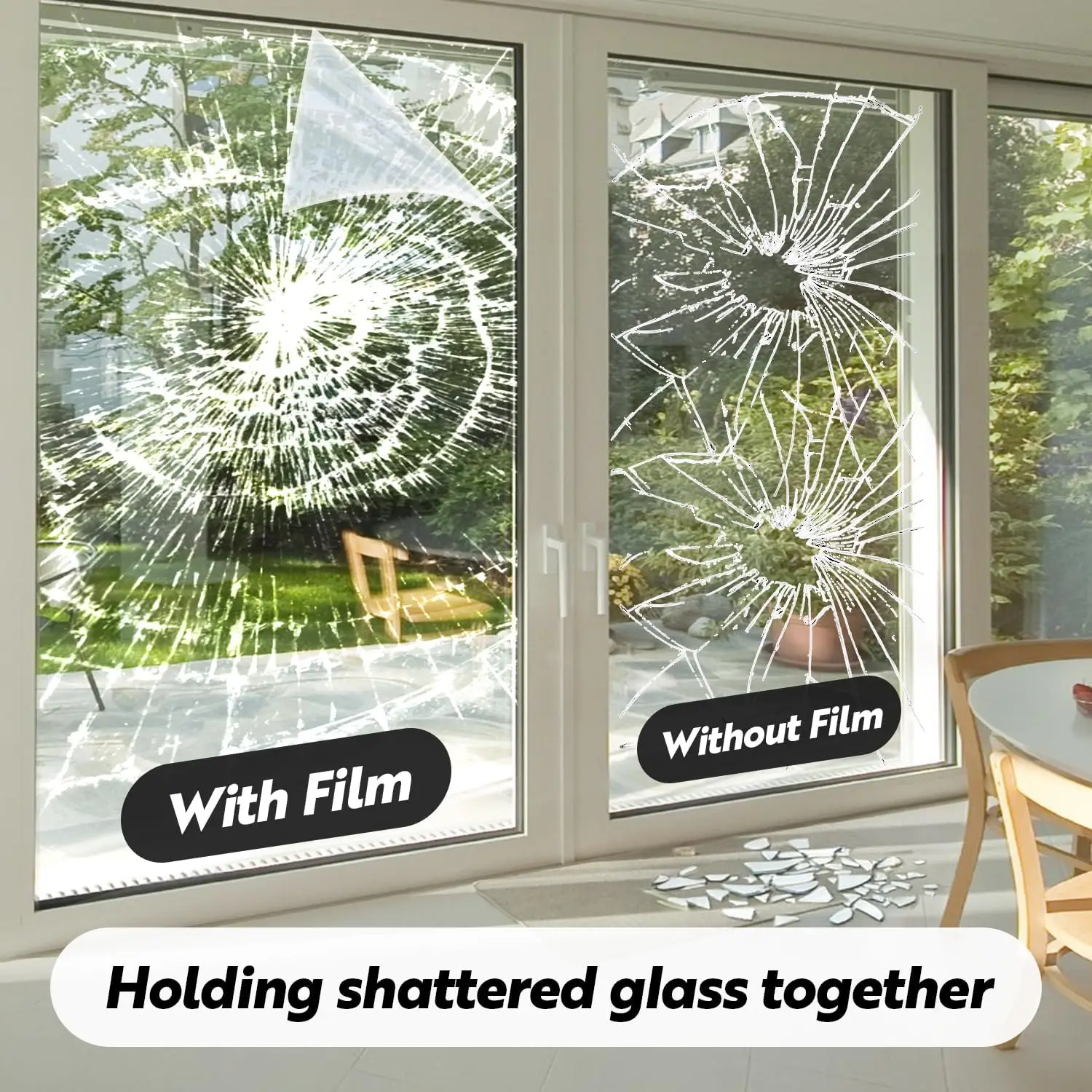2/4/8/12Mil Clear Shatterproof Security Window Film Self Adhesive Anti-Shatter Protective Film for House Windows Doors Bathroom