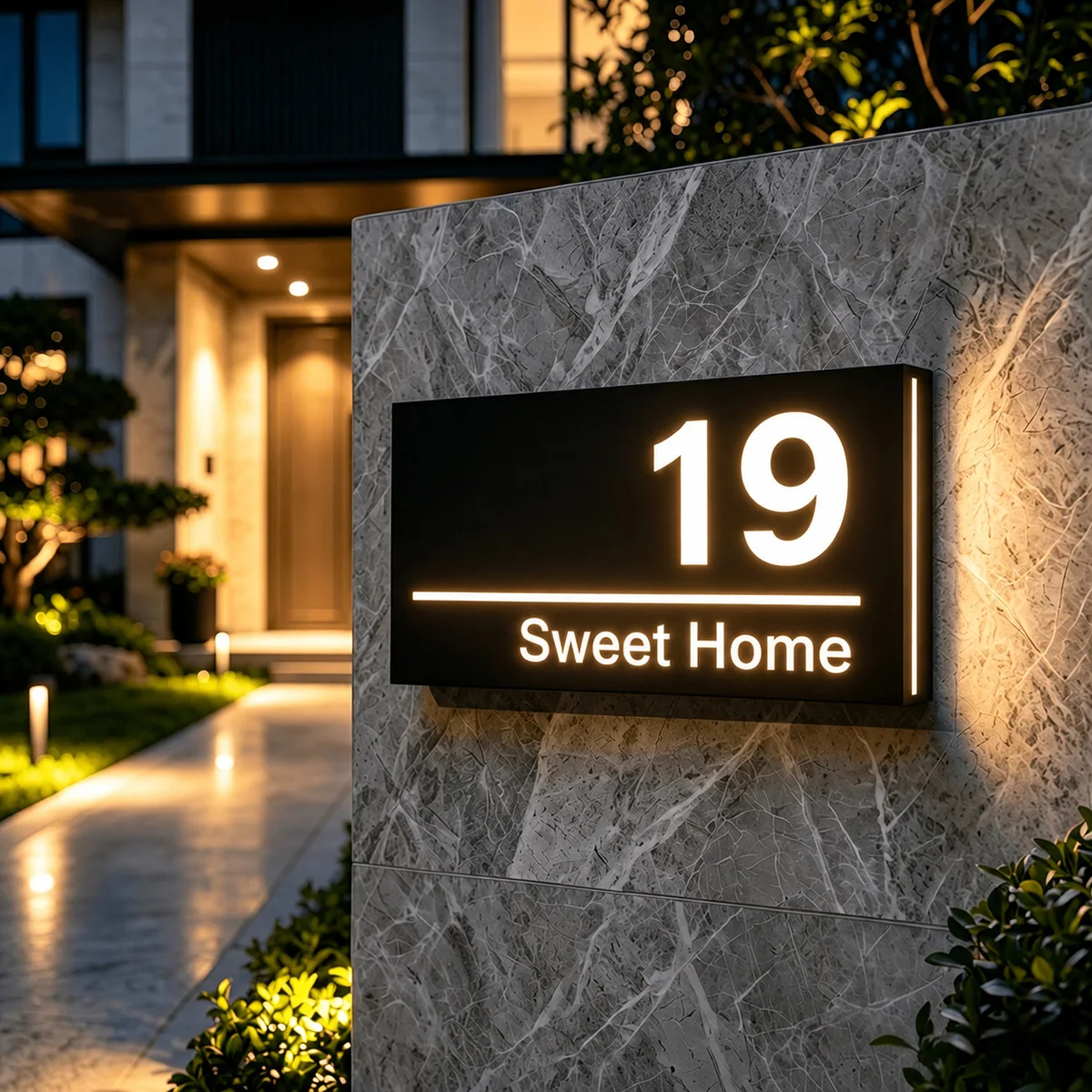 Custom Solar House Numbers Sign,Outdoor Illuminated Address Sign for Front Door, Wall, Porch and Home Entrance