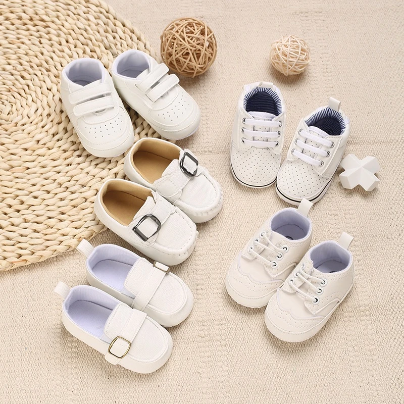 

White Sneakers Baby Boys Girls Shoes First Walkers Infant Toddler Anti-Slip Soft Sole Classical Newborn Baby Shoes 0-18 Months